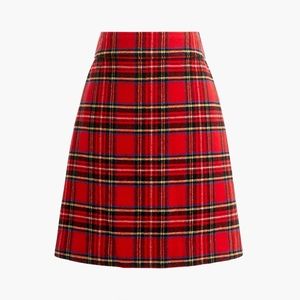 New! J. Crew sz 12 Wool-blend A-line red tartan mini skirt NWT